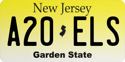 NJ license plate A20ELS