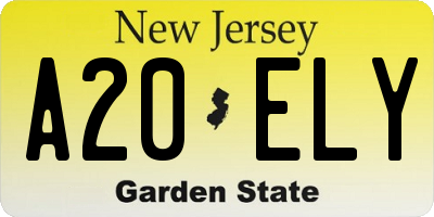 NJ license plate A20ELY