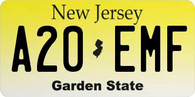 NJ license plate A20EMF