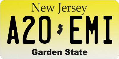 NJ license plate A20EMI