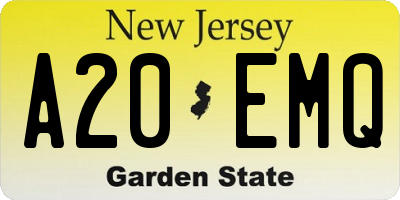 NJ license plate A20EMQ