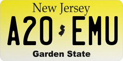 NJ license plate A20EMU
