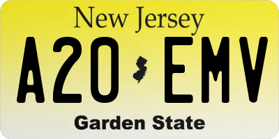 NJ license plate A20EMV