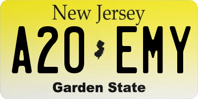 NJ license plate A20EMY