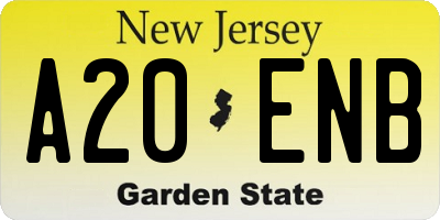 NJ license plate A20ENB