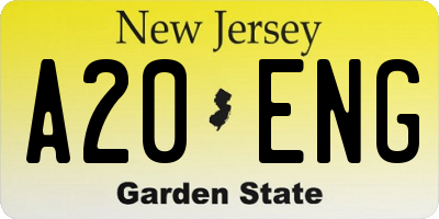 NJ license plate A20ENG