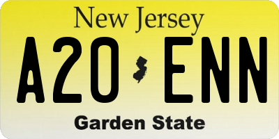 NJ license plate A20ENN