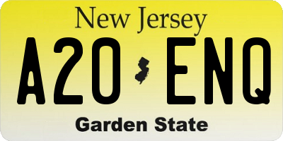 NJ license plate A20ENQ