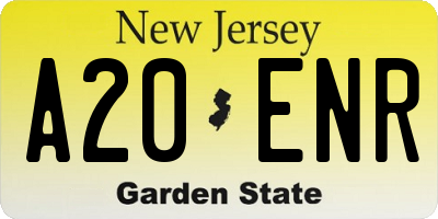 NJ license plate A20ENR