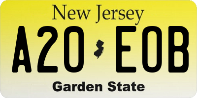 NJ license plate A20EOB