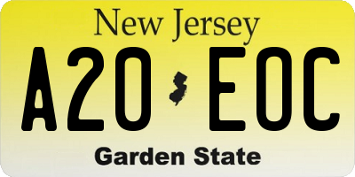 NJ license plate A20EOC