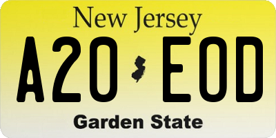 NJ license plate A20EOD