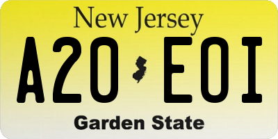 NJ license plate A20EOI