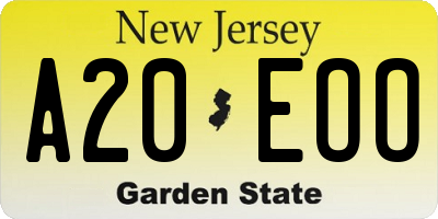 NJ license plate A20EOO