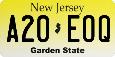 NJ license plate A20EOQ