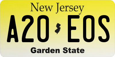 NJ license plate A20EOS