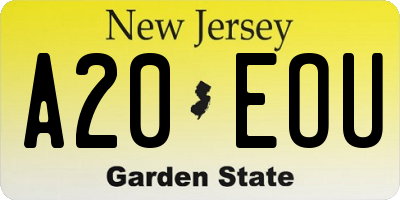 NJ license plate A20EOU