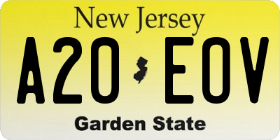 NJ license plate A20EOV