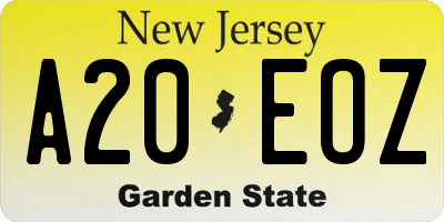 NJ license plate A20EOZ
