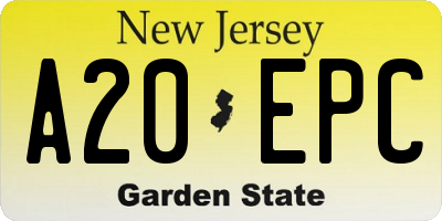 NJ license plate A20EPC