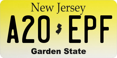 NJ license plate A20EPF