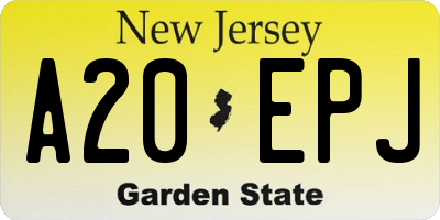 NJ license plate A20EPJ