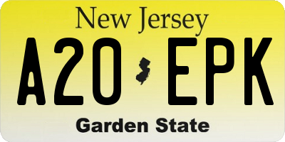 NJ license plate A20EPK