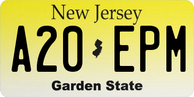 NJ license plate A20EPM