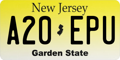 NJ license plate A20EPU