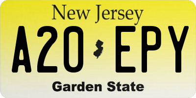 NJ license plate A20EPY