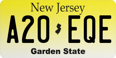 NJ license plate A20EQE