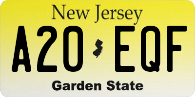 NJ license plate A20EQF