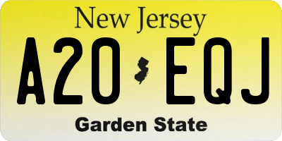 NJ license plate A20EQJ