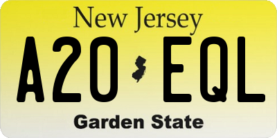 NJ license plate A20EQL