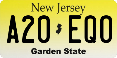 NJ license plate A20EQO