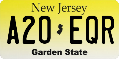 NJ license plate A20EQR