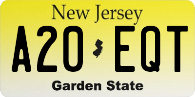 NJ license plate A20EQT
