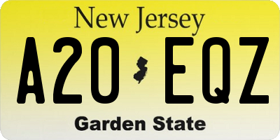NJ license plate A20EQZ