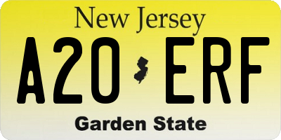 NJ license plate A20ERF