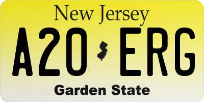 NJ license plate A20ERG