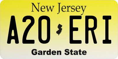 NJ license plate A20ERI