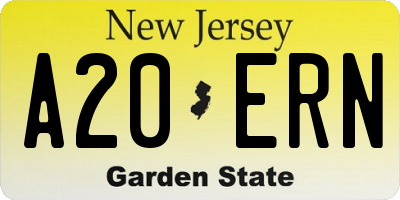 NJ license plate A20ERN