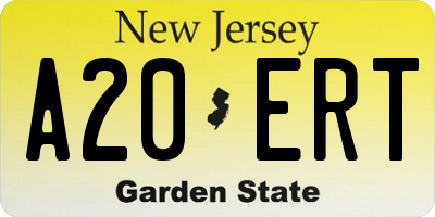 NJ license plate A20ERT