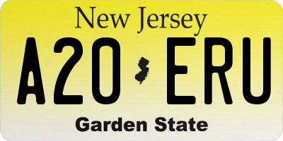 NJ license plate A20ERU