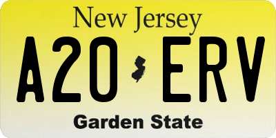 NJ license plate A20ERV