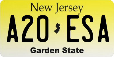 NJ license plate A20ESA