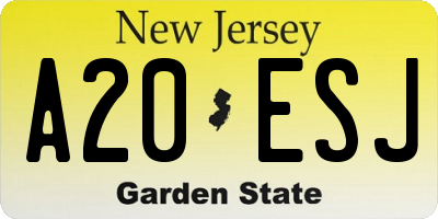 NJ license plate A20ESJ