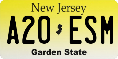 NJ license plate A20ESM