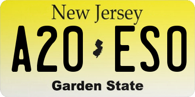 NJ license plate A20ESO