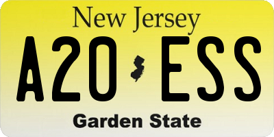 NJ license plate A20ESS